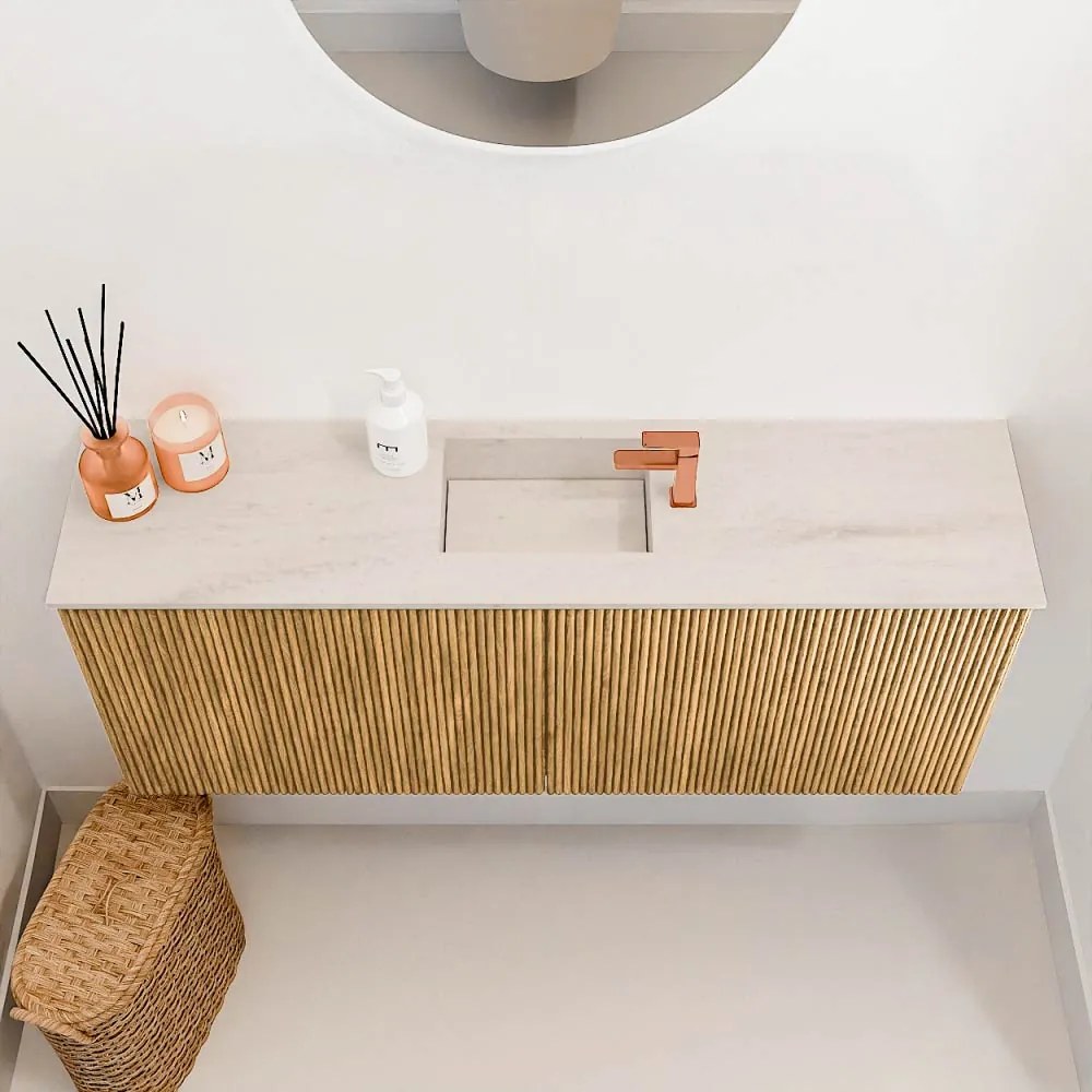 Mondiaz Joya DLux 100cm toiletmeubel oak met wastafel faye midden 1 kraangat meli