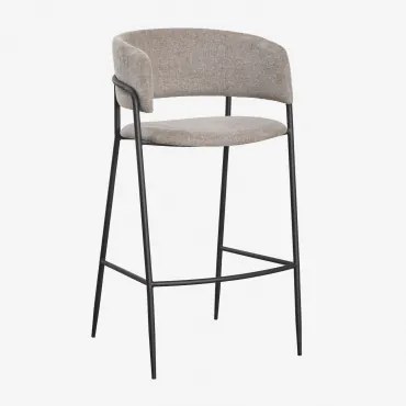 Nalon Hoge Gestoffeerde Kruk Zwart & ↑75 Cm & Stof Zandbruin - Sklum