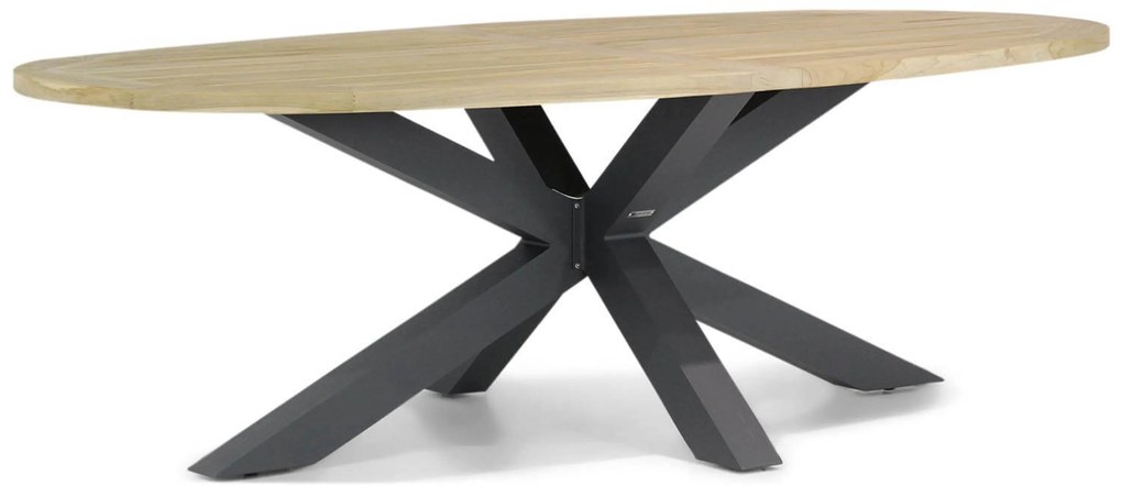 Dining Tuintafel ovaal 240 x 120 cm Teak Old teak greywash Brookline