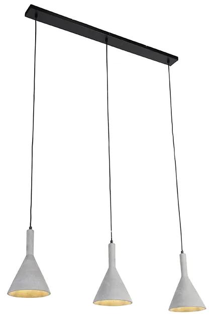 Eettafel / Eetkamer Industriële hanglamp grijs met zwart 3-lichts - Steypa Industriele / Industrie / Industrial E27 Binnenverlichting Steen / Beton Lamp
