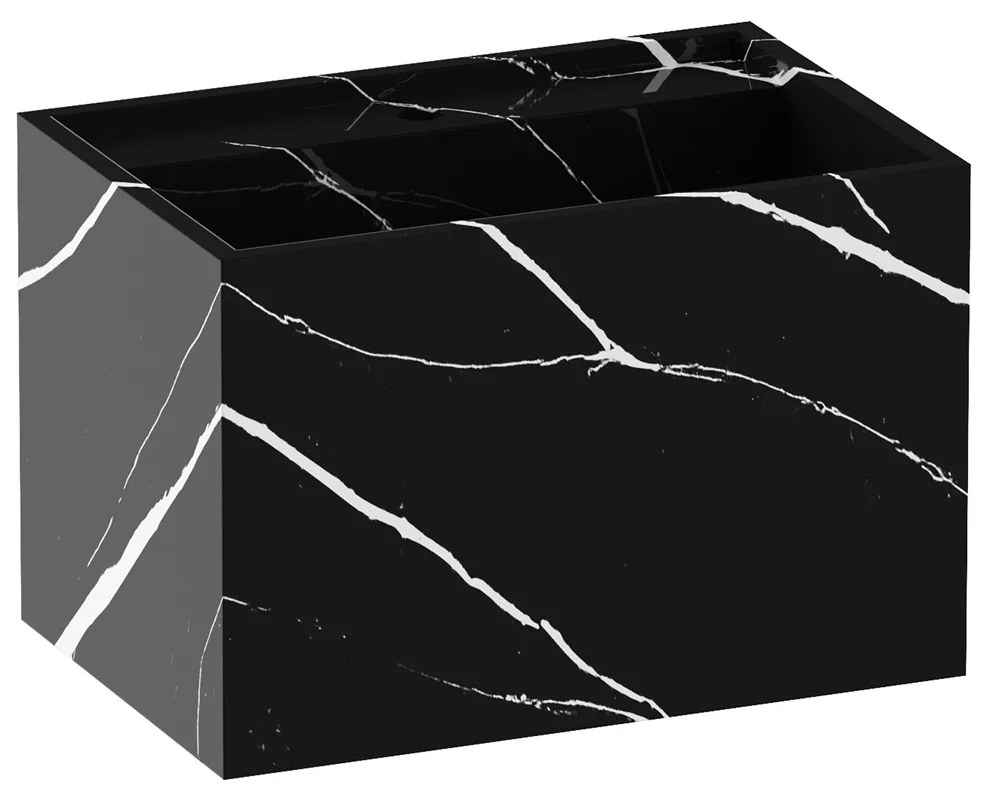 Brauer Nova vrijhangende wastafel marmerlook 60cm met kraangat nero marquina