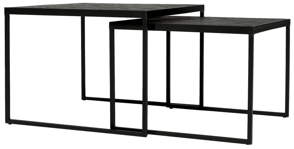 Salontafel Stack Zwart Set van 2  60 cm - Teakhout - Giga Meubel - Industrieel & robuust