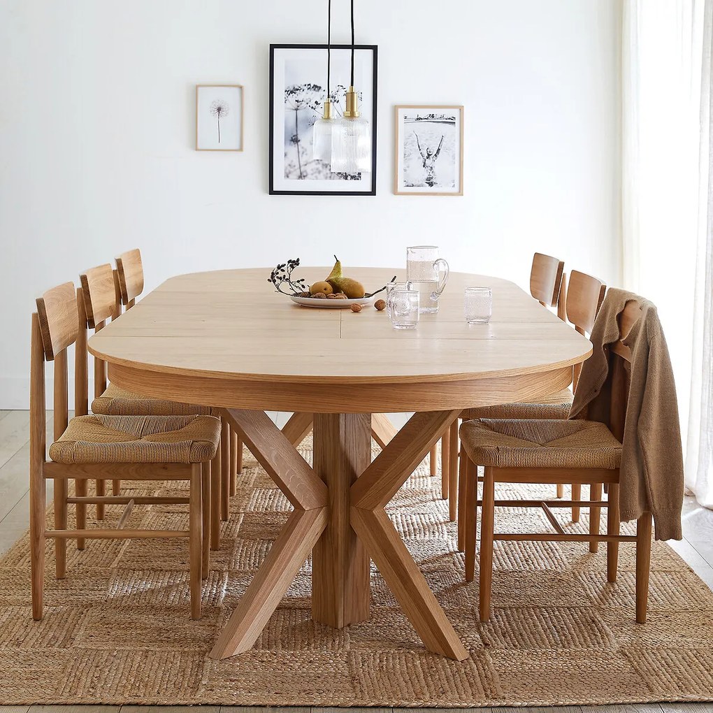 Uitschuifbare ronde eettafel, eiken en fineer, 6 tot 12 couverts, GOSLING