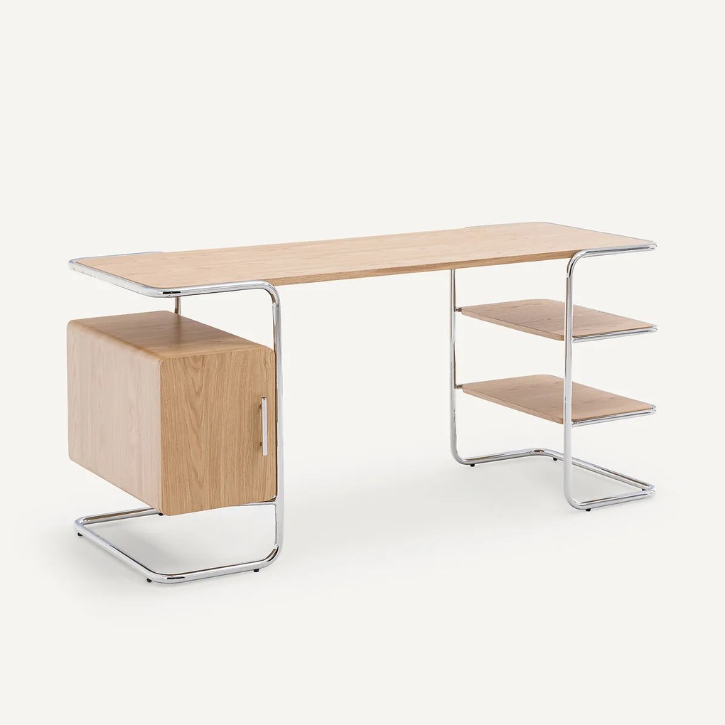 Buisvormig bureau in eikenfineer, lengte 155 cm, Emlyn