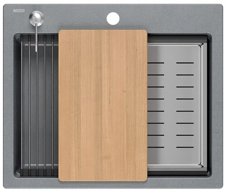 granieten spoelbak KURT 110 WORKSTATION Grey Metallic