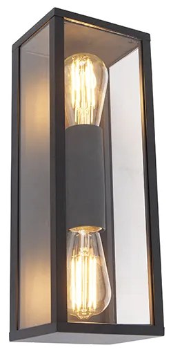 Industriële wandlamp zwart 38 cm 2-lichts IP44 - Charlois