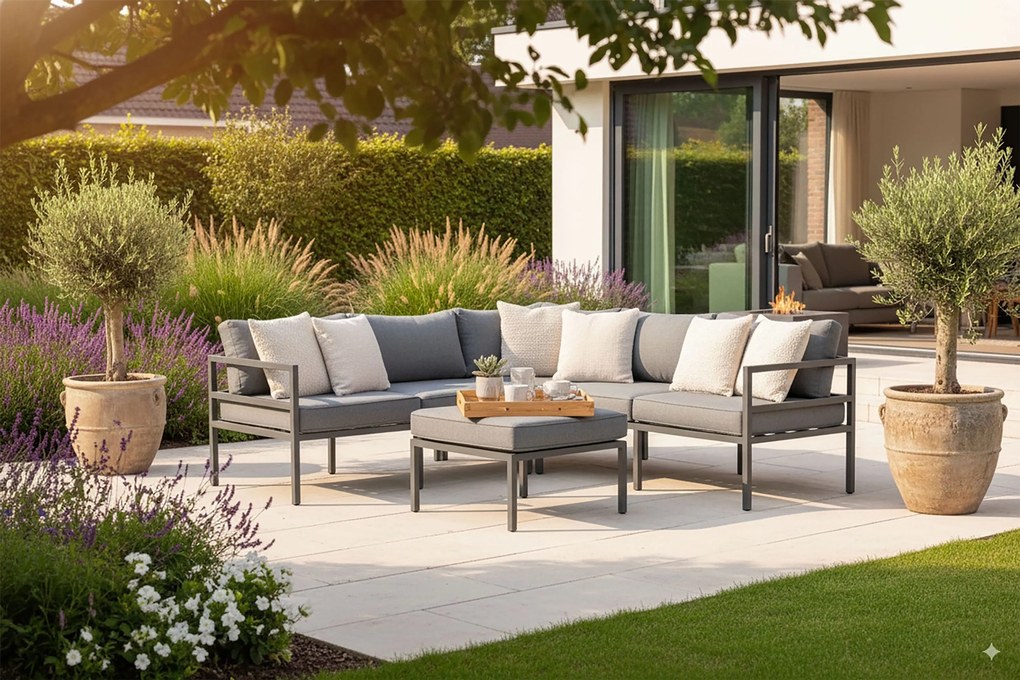 36% korting | Hoek loungeset 5 personen Aluminium Grijs Lifestyle Garden Furniture Altino