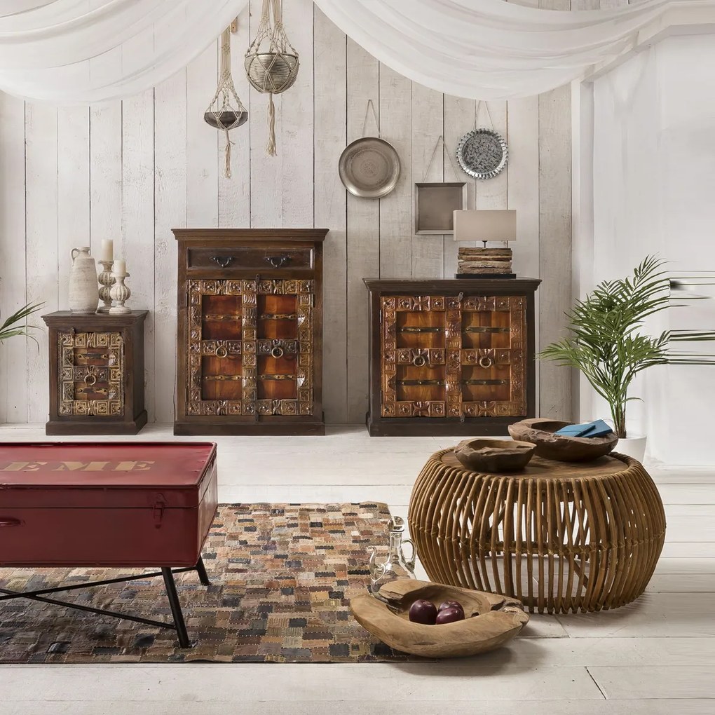 Rotan Salontafel Met Teak 80 Cm - 80 X 80cm.