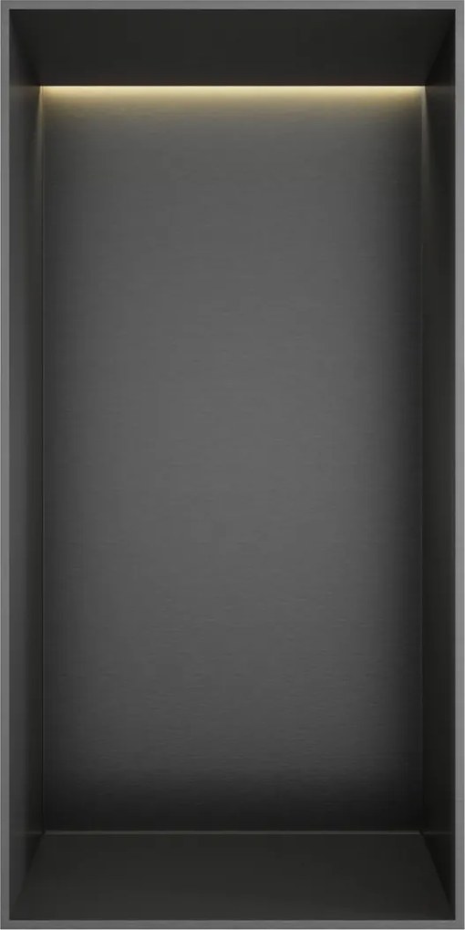 Hotbath &More frameless inbouwnis met verlichting 30x15x10cm geborsteld gunmetal PVD
