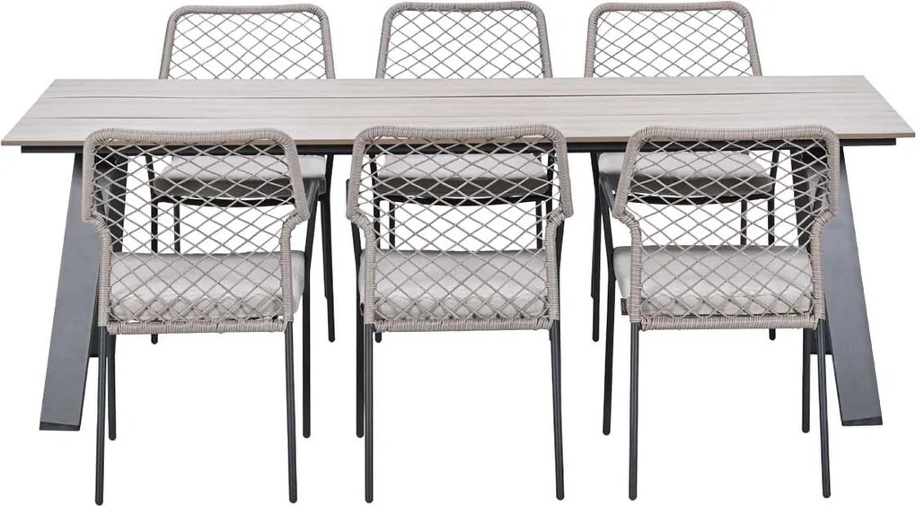 Garden Impressions Ross tuinset sand 7-delig - Braga tuintafel 220x100 cm