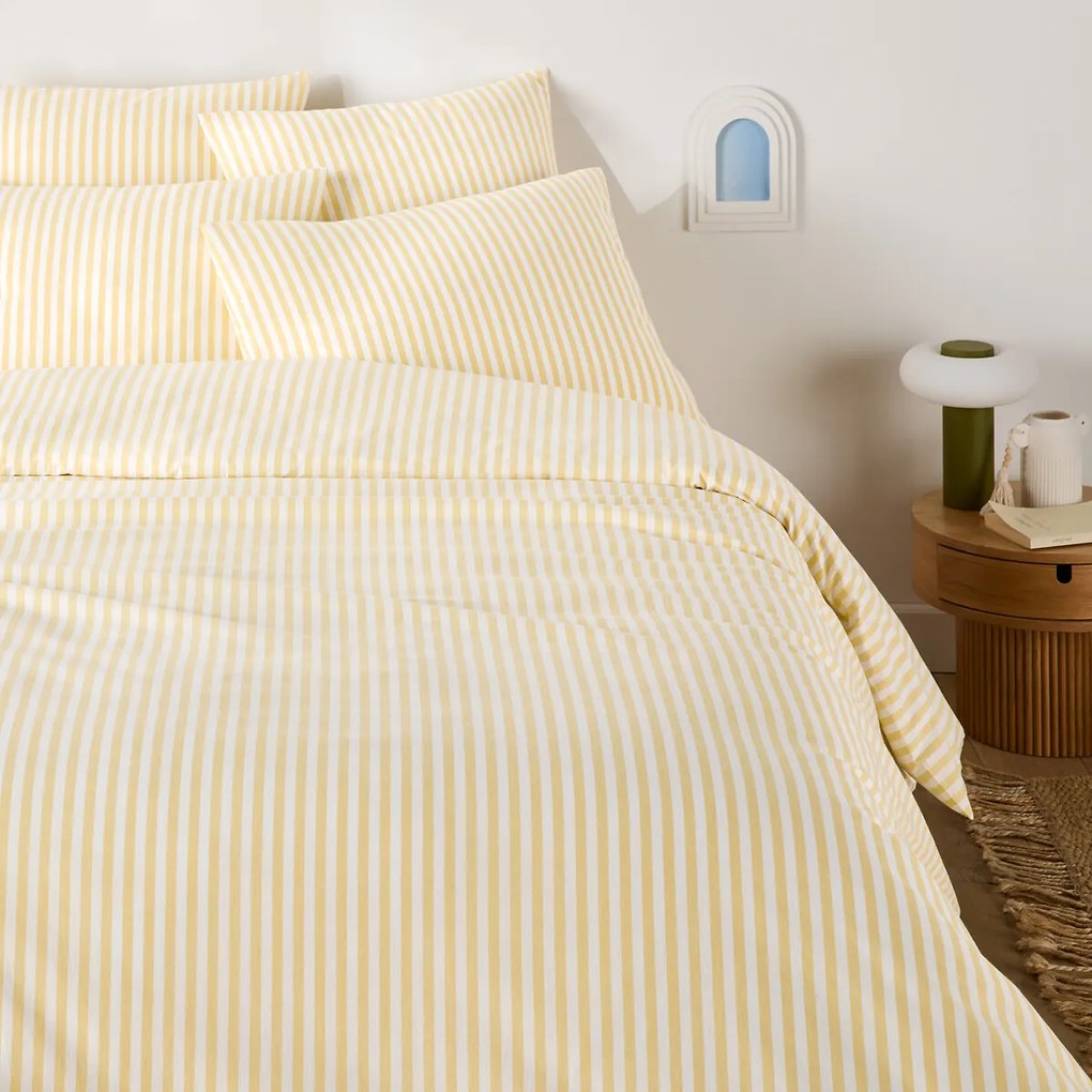 Katoenen kussensloop, geweven-geverfde strepen, SOIZIC JAUNE