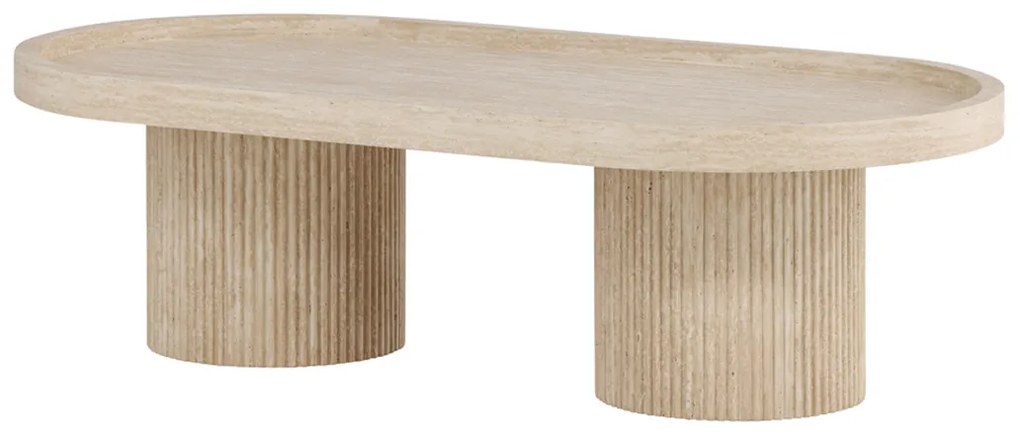 Salontafel Met Travertin-look - 60 X 120cm.