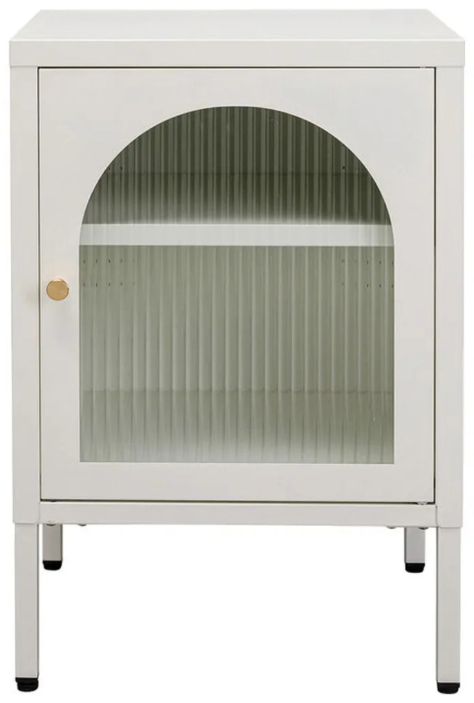 Kare Design Paros Nachtkastje Met Ribbelglas Off White - 40x35x60cm.