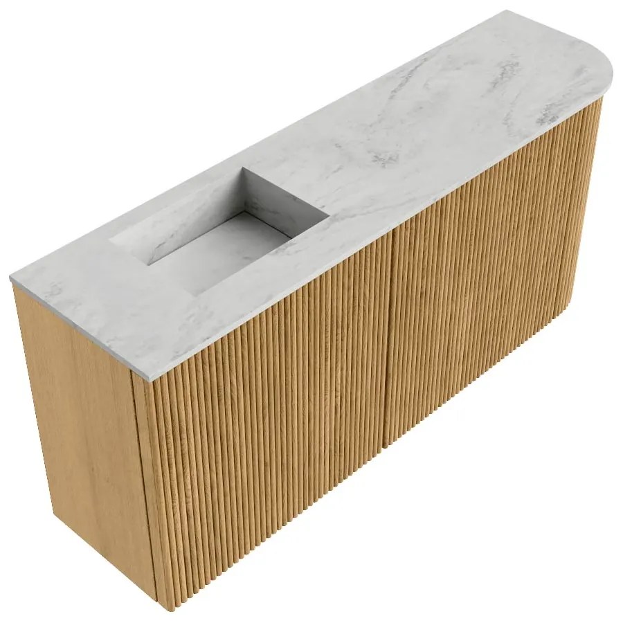 Mondiaz Joya DLux 90cm toiletmeubel ronding rechts oak met wastafel faye links zonder kraangat opalo