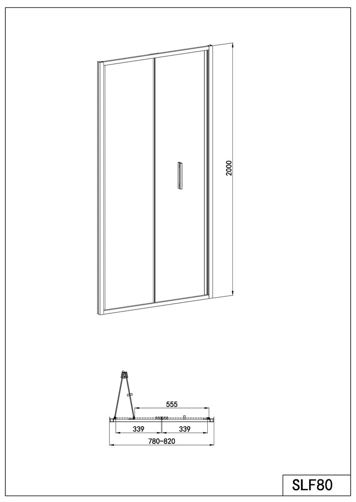 Badstuber Rano douchecabine met vouwdeur 80x80cm chroom