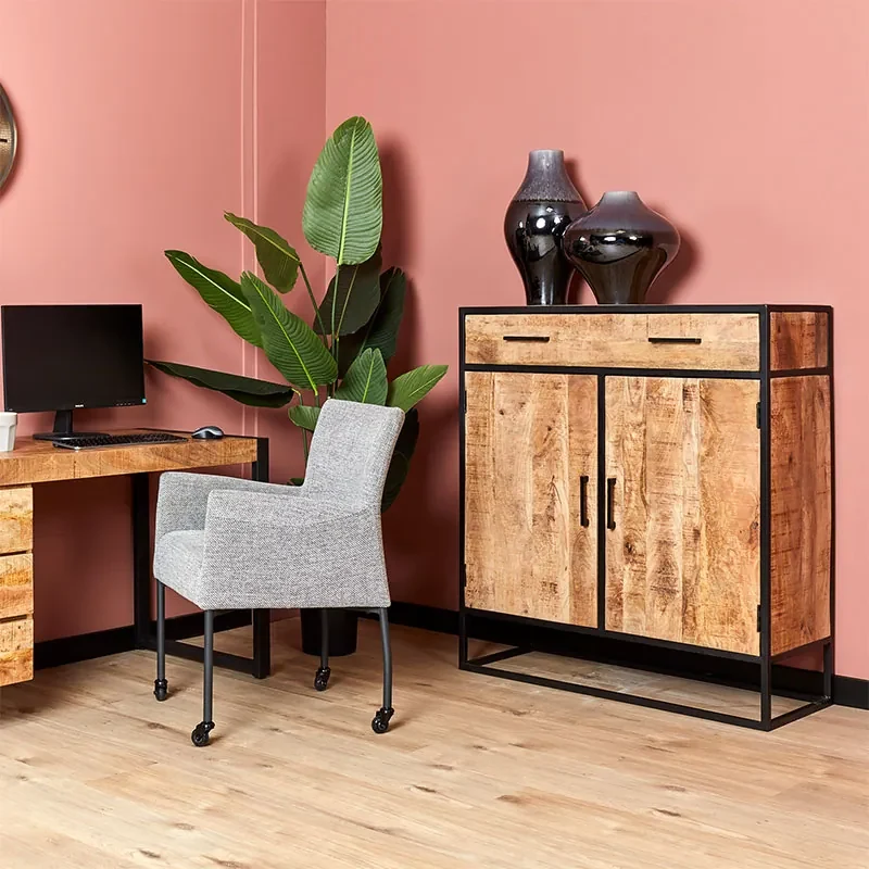 Wandkast Viktor - ronde kast - mango - 150h