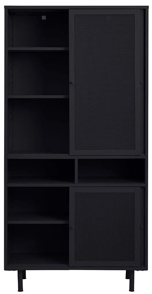 Hoge Kast Zwart Metaal - 90x40x180cm.