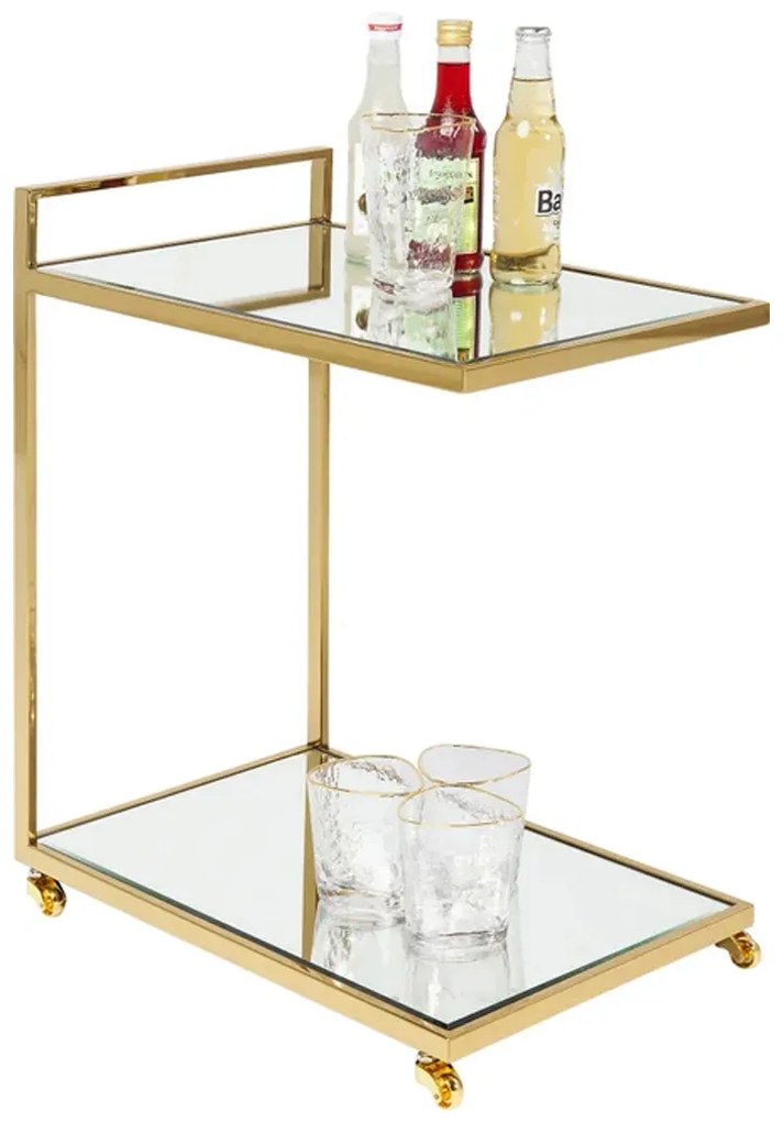 Kare Design Classy Gold Gouden Trolley Met Spiegelglas - 50 X 33cm.