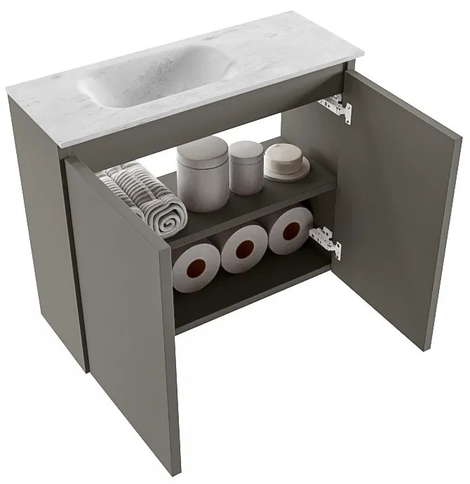 Mondiaz Ture DLux toiletmeubel 60cm smoke met wastafel opalo links zonder kraangat