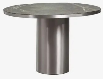 Ovalen Eettafel 120x100 Cm Van Natuursteen En Roestvrij Staal Fertrix Groen Marmer Forest - Sklum