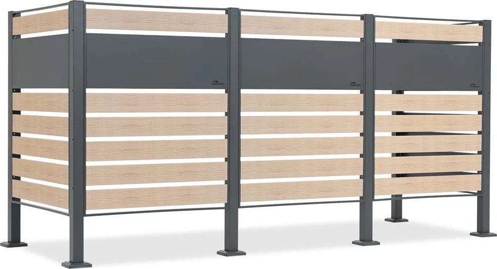 Overdekking voor 3 afvalbakken 120l of 240l Breda CoverTech