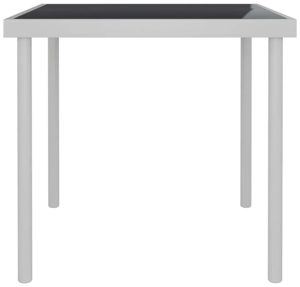 vidaXL Tuintafel 80x80x72 cm glas en staal lichtgrijs