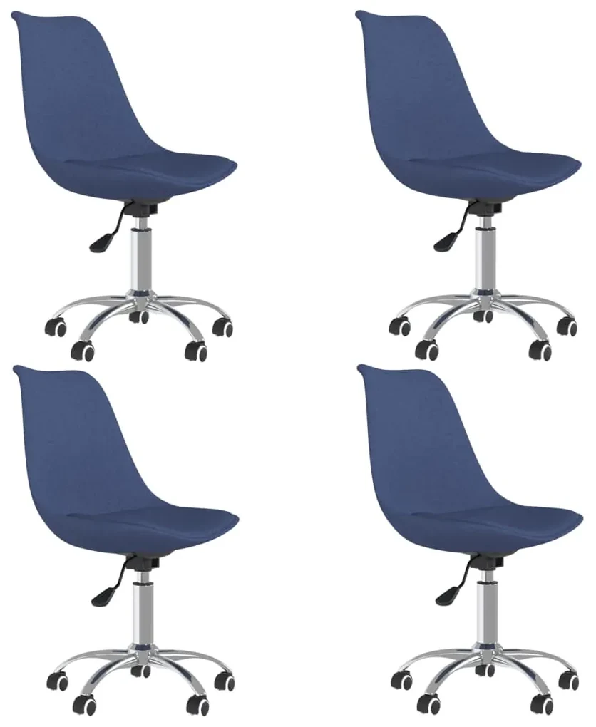 vidaXL Eetkamerstoelen draaibaar 4 st stof blauw