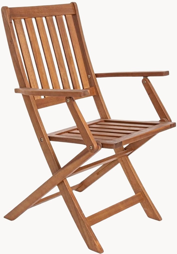 Set van 2 houten tuinstoelen met armleuningen Mali, inklapbaar
