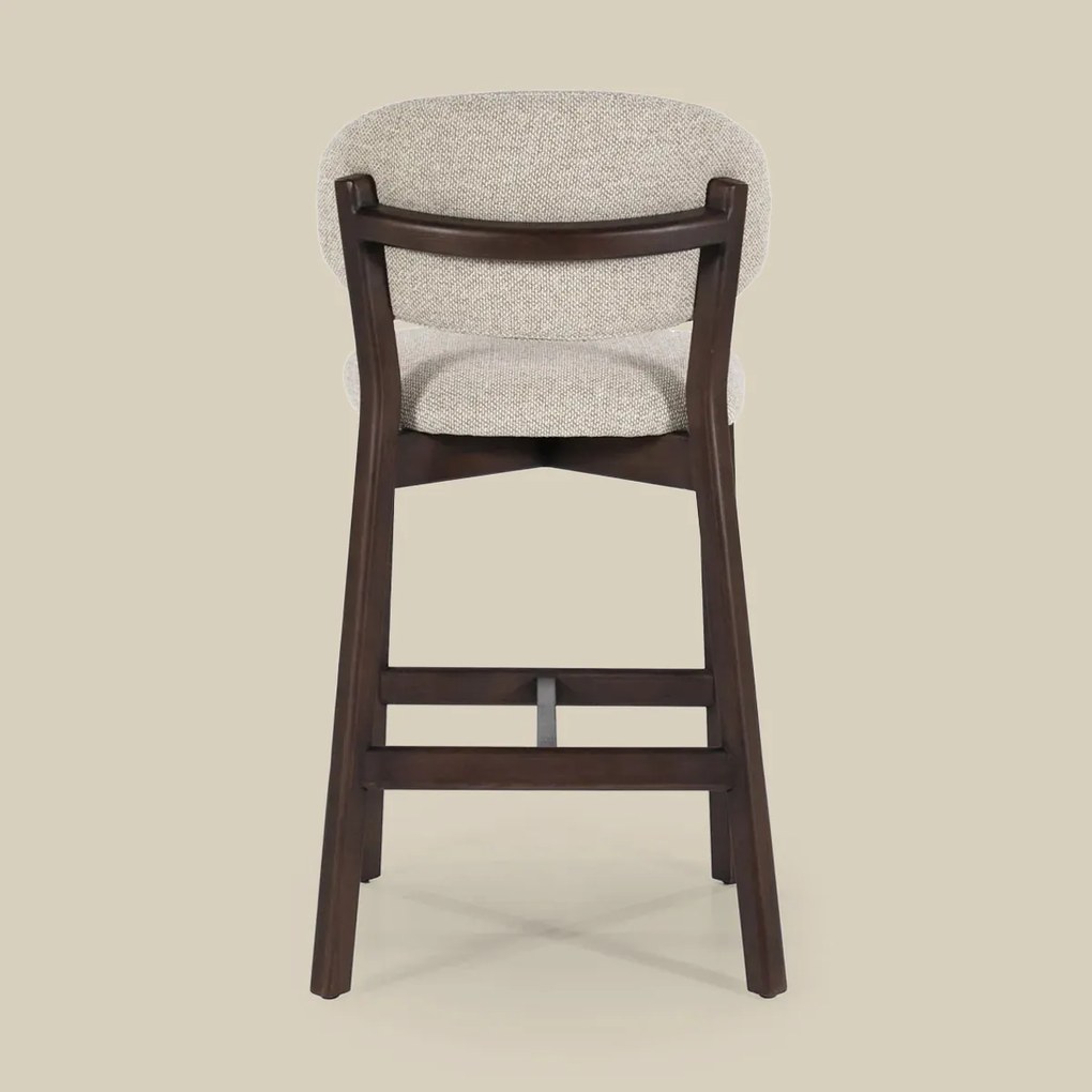 Eleonora Mikky Luxe Barstoel Walnoot En Taupe Stof