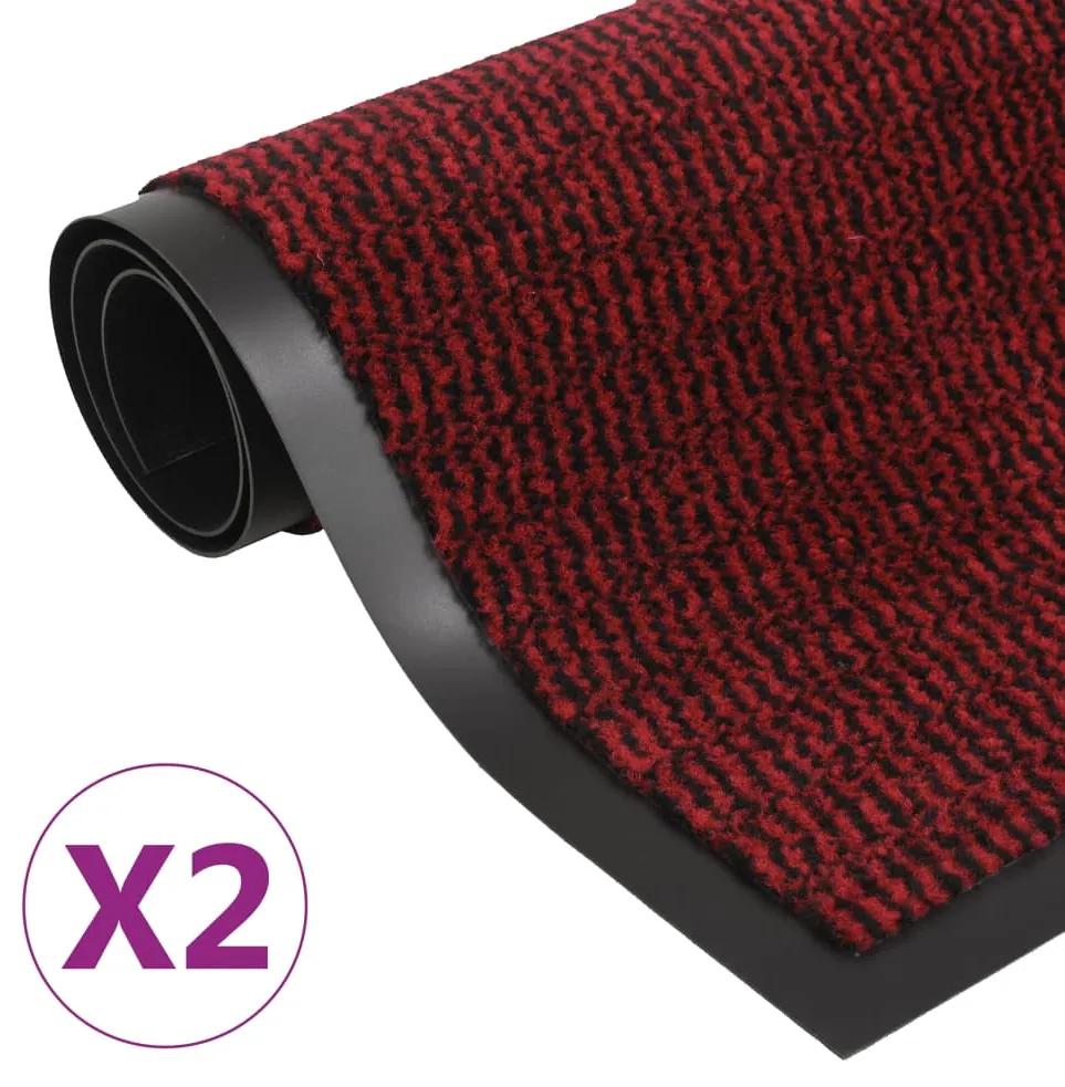 vidaXL Droogloopmatten 2 st rechthoekig getuft 80x120 cm rood
