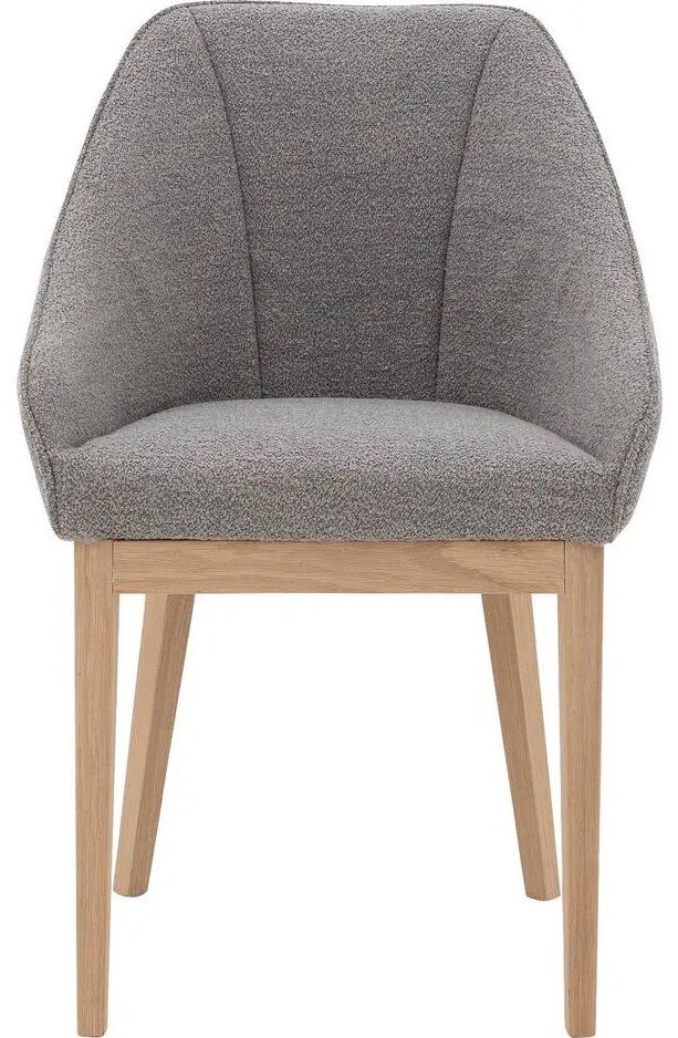 Goossens Eetkamerstoel Koncept lichtgrijs stof met armleuning, modern design