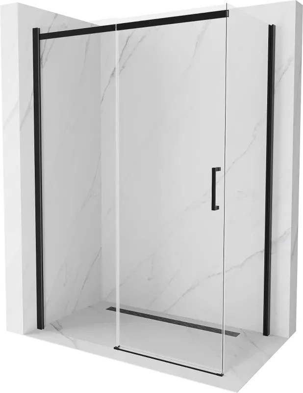 Mexen Omega douchecabine schuifdeur 130 x 70 cm, transparant, zwart - 825-130-070-70-00