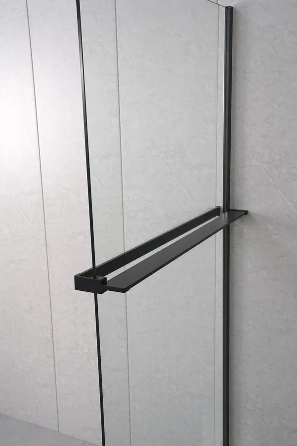 Sanigoods Obby inkortbaar handdoekrek / planchet voor douchewand mat zwart 140cm
