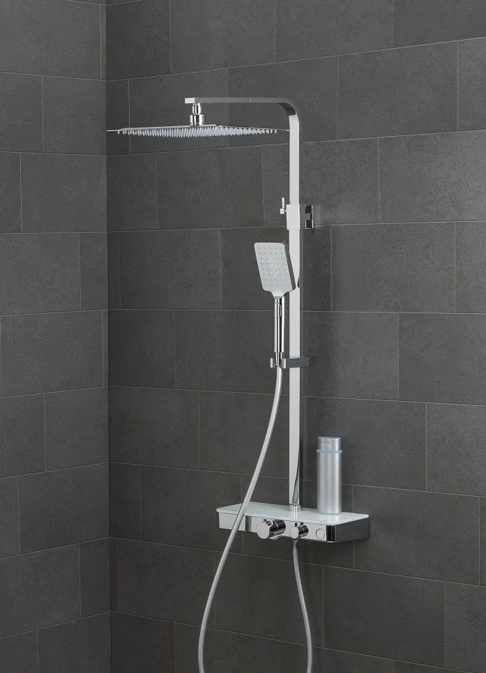 Schutte Ocean complete regendouche inclusief thermostaatkraan en planchet chroom/wit