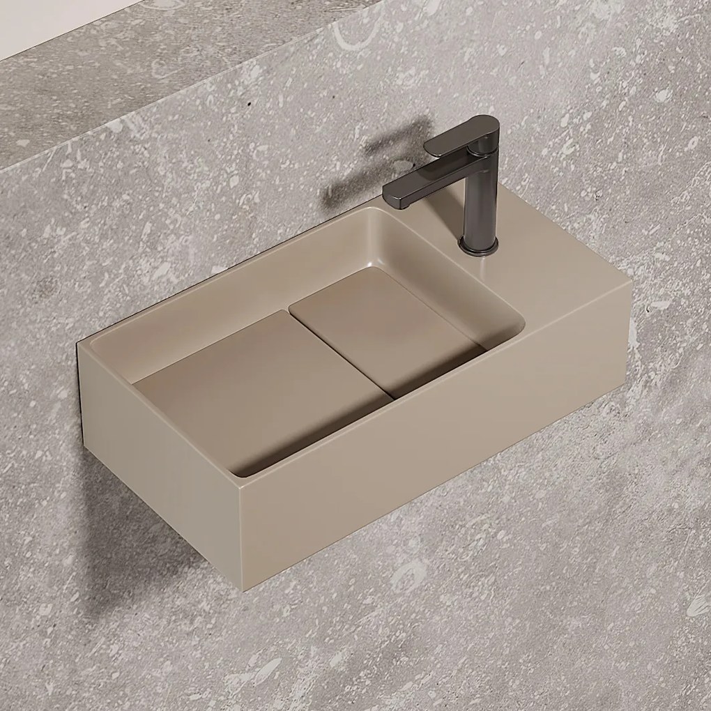 Saniclear Itsie fontein licht ivoor met kraangat rechts 39x22x10cm