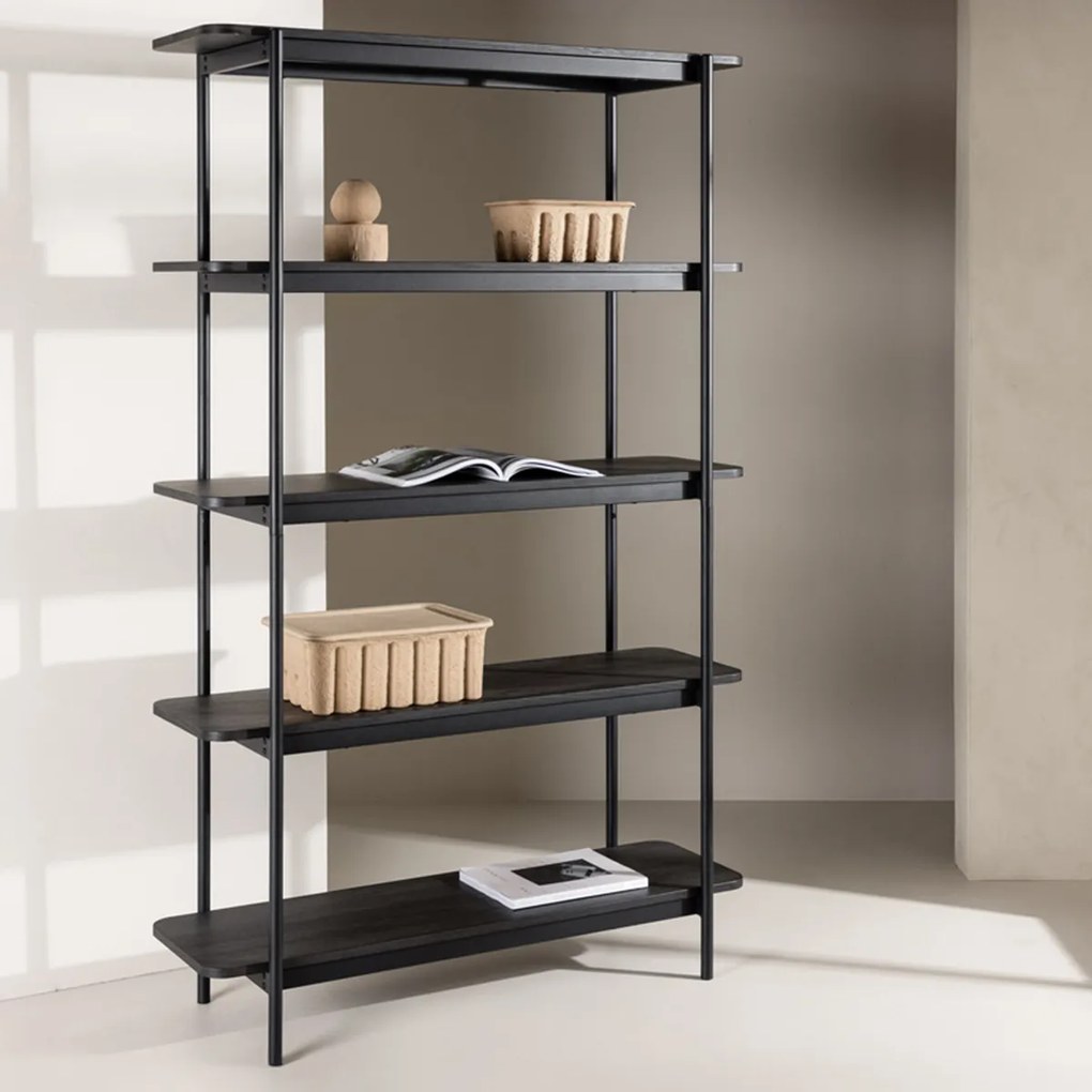 Openkast Met Vijf Planken Zwart - 120x40x190cm.