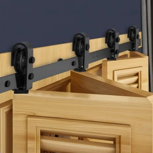 VEVOR opvouwbaar schuifdeurrailsysteem, 132 cm rail, schuifdeurbevestiging, draagvermogen 150 kg, geschikt voor vier 30,5 cm kast- en wasruimtedeuren (niet inbegrepen)