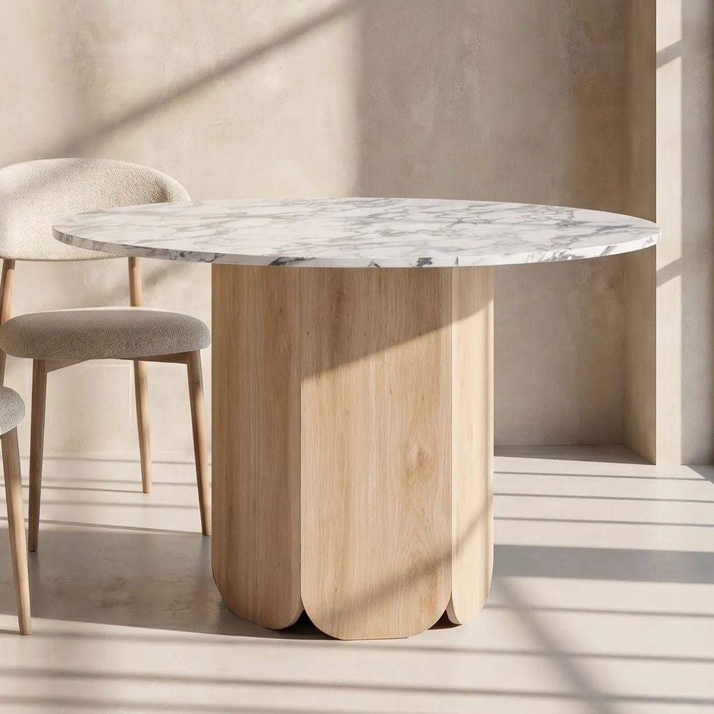 Ronde Eettafel Vijfhoekpoot Lichtgrijs - 120 X 120cm.
