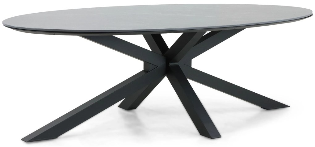 Dining Tuintafel ovaal 240 x 120 cm Aluminium/Ceramic stone Zwart Cervola