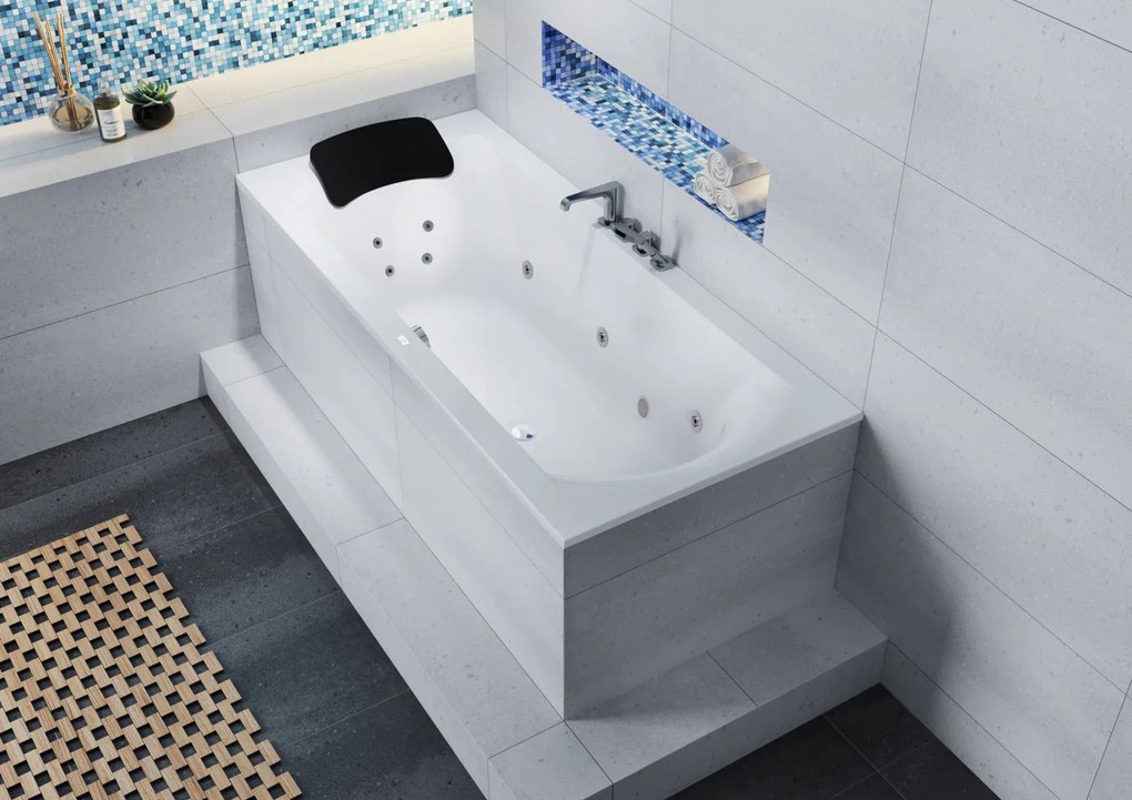 Riho Lima bubbelbad 170x75cm wit glans pneumatisch met 6 + 4 + 2 hydrojets
