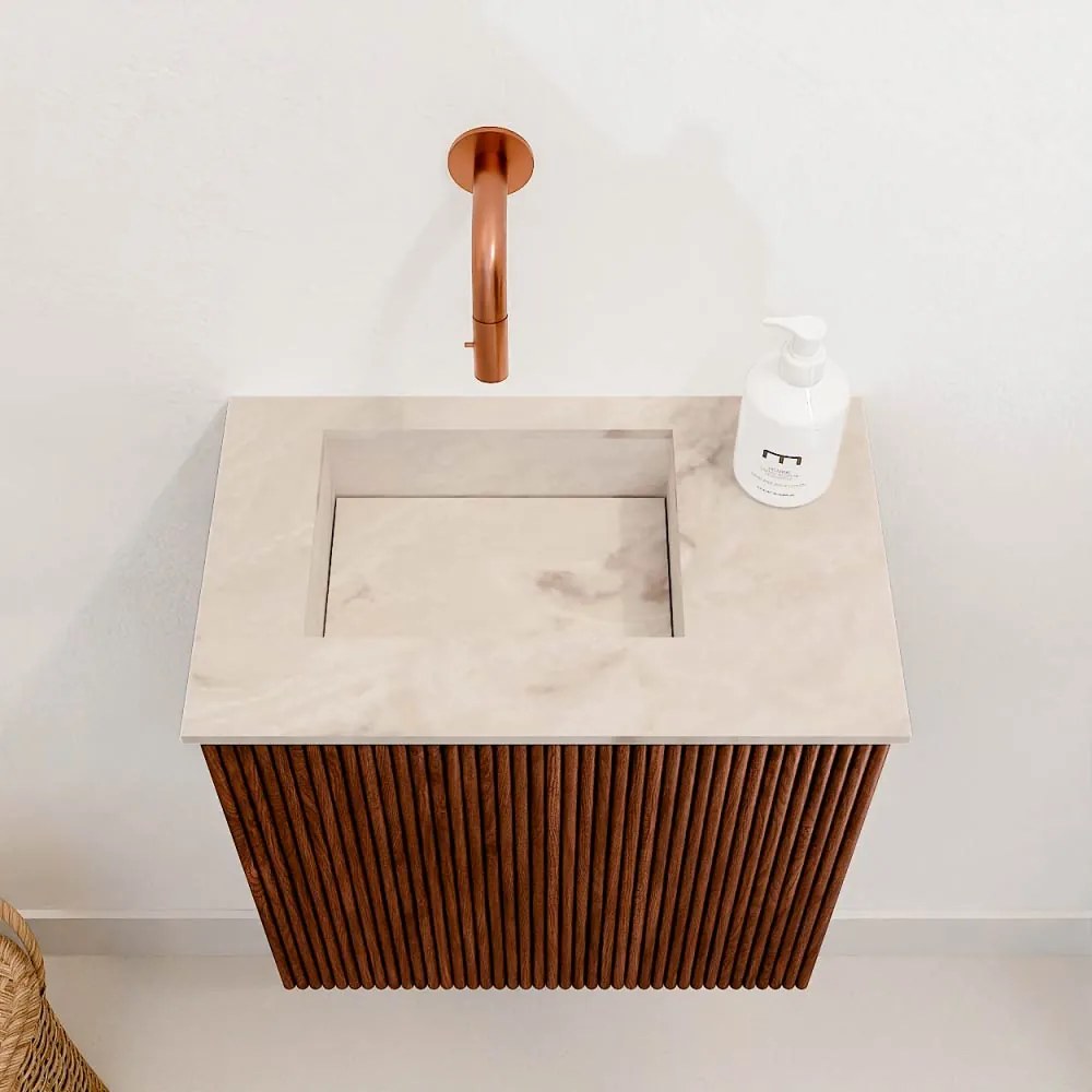 Mondiaz Joya DLux 40cm toiletmeubel ruby met wastafel faye links zonder kraangat frappe