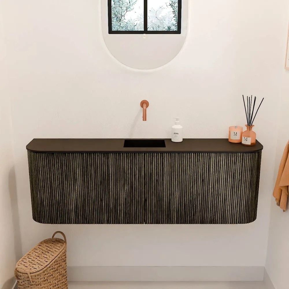 Mondiaz Joya 125cm toiletmeubel ronding links/rechts shadow met wastafel faye midden zonder kraangat urban