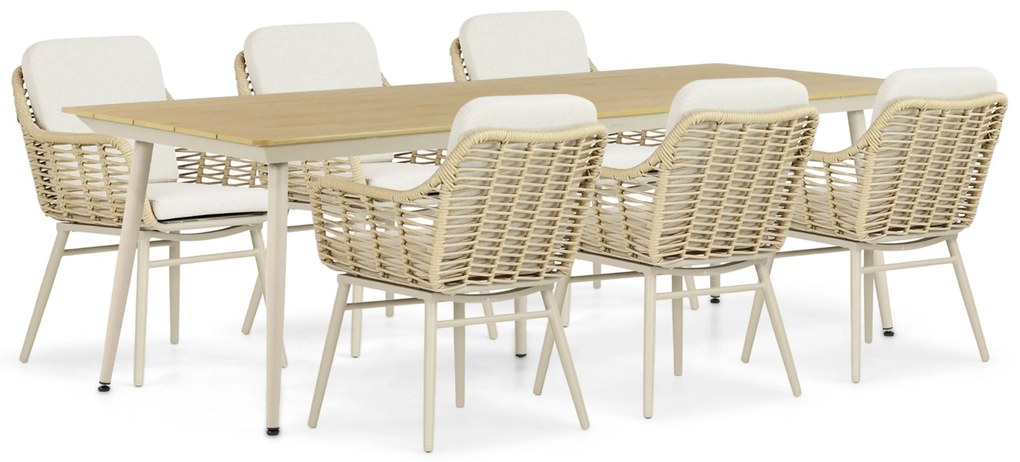 Tuinset 6 personen 240 cm Aluminium/rope Taupe Coco Antoni/Matale