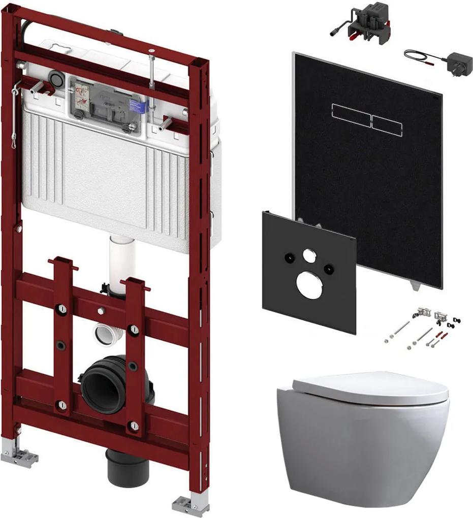 Tece 200 Toiletset - Inbouw WC Hangtoilet Wandcloset Beauti Rimfree - Elektronische sen-Touch Bedieningsplaat Zwart