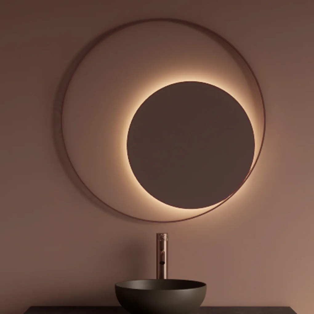 Gliss Design Kosmos spiegel rond met cirkel 80cm koper rosé met handsensor