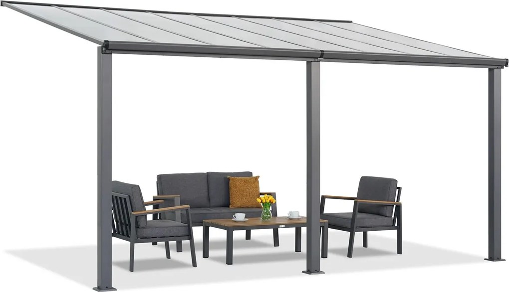 Aluminium terrasoverkapping 3 x 5 m Denver Garden Point antraciet