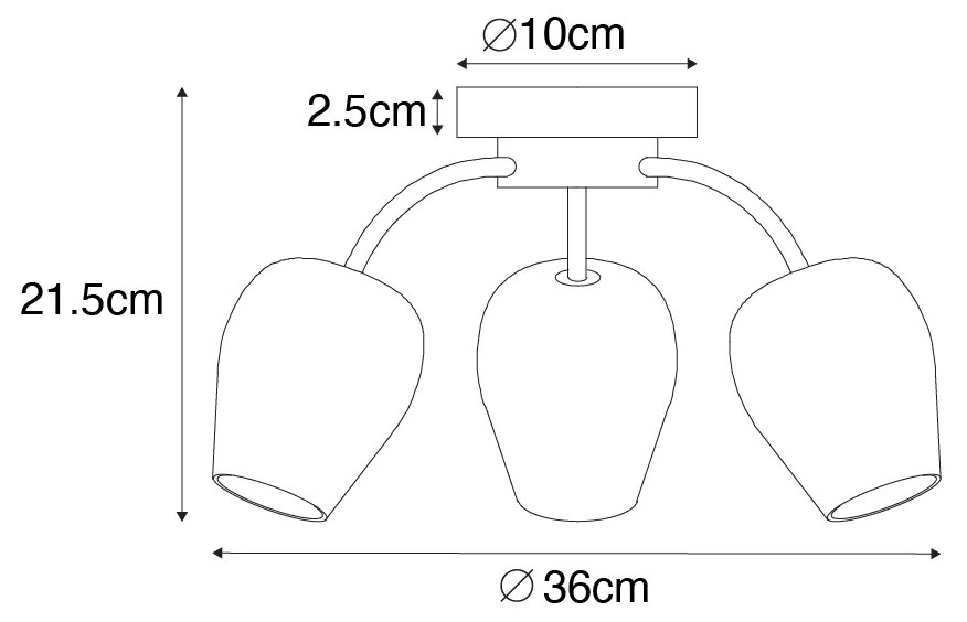 Klassieke plafondlamp goud met glas 3-lichts - Elien