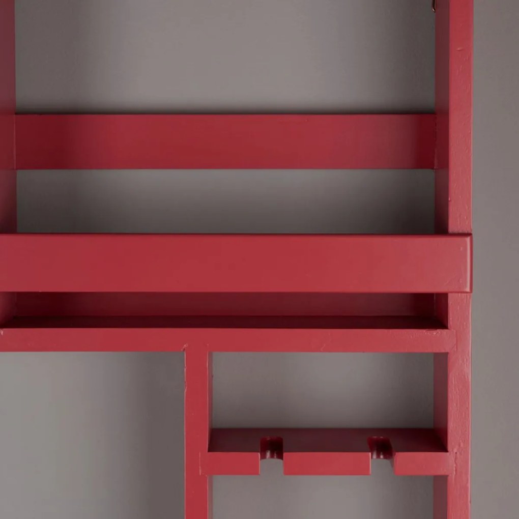 Dutchbone Myron Muur Wijnrek Rood Hout - 80x10x120cm.