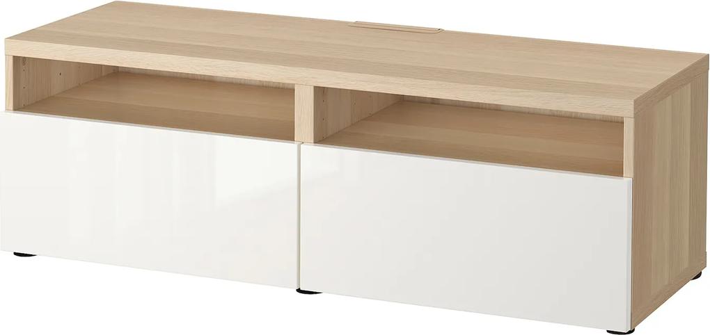 IKEA BESTÅ Tv-meubel met lades Wit gelazuurd eikeneffect/selsviken hoogglans/wit Wit gelazuurd eikeneffect/selsviken hoogglans/wit - lKEA