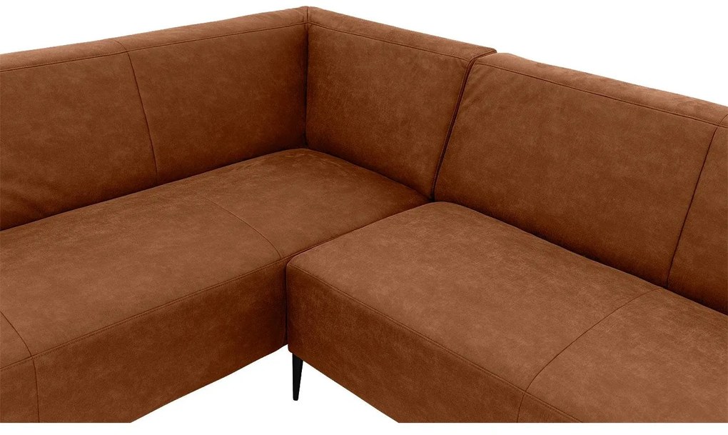 Goossens Key West cognac, micro leer, 3-zits, modern design met ligelement links